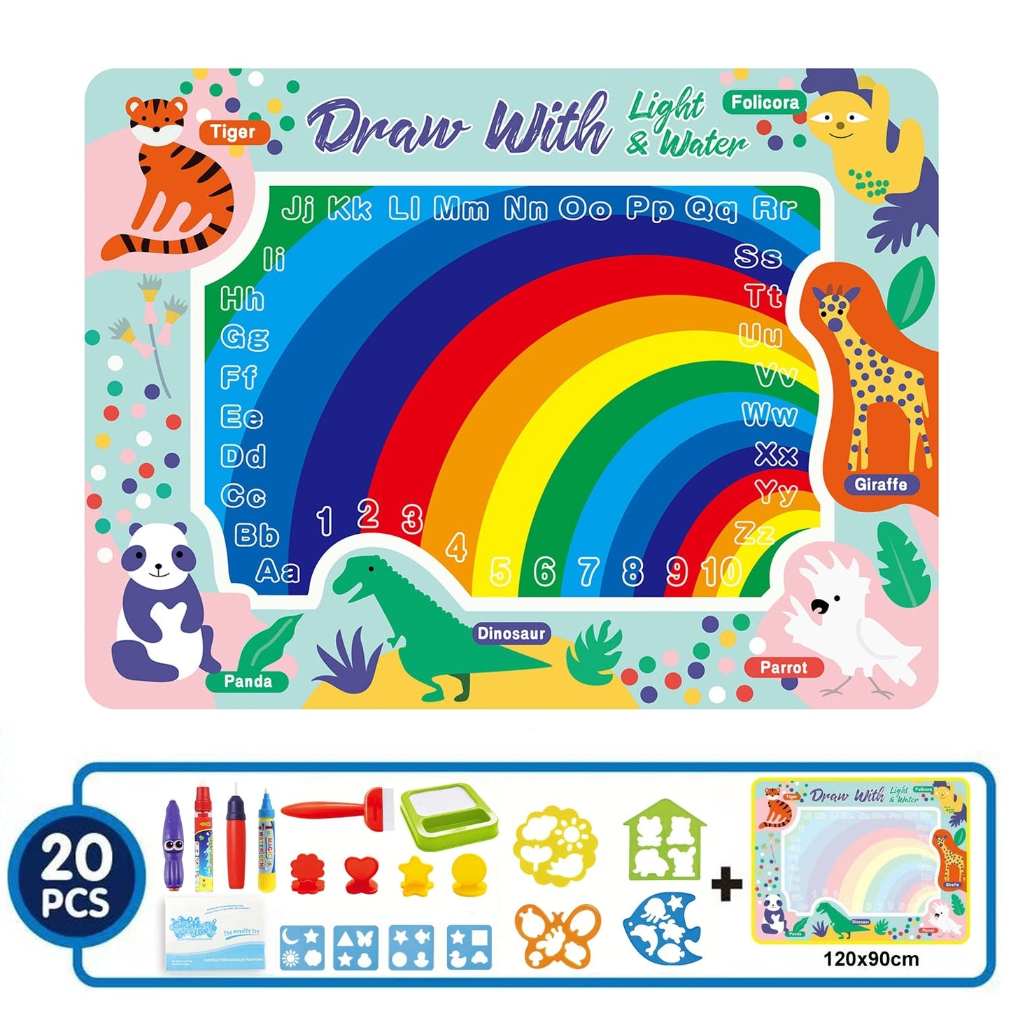 Coolplay Magic Water Drawing Mat Coloring Doodle Mat With Magic Pens Montessori Toys Painting Board Educational Toys for Kids