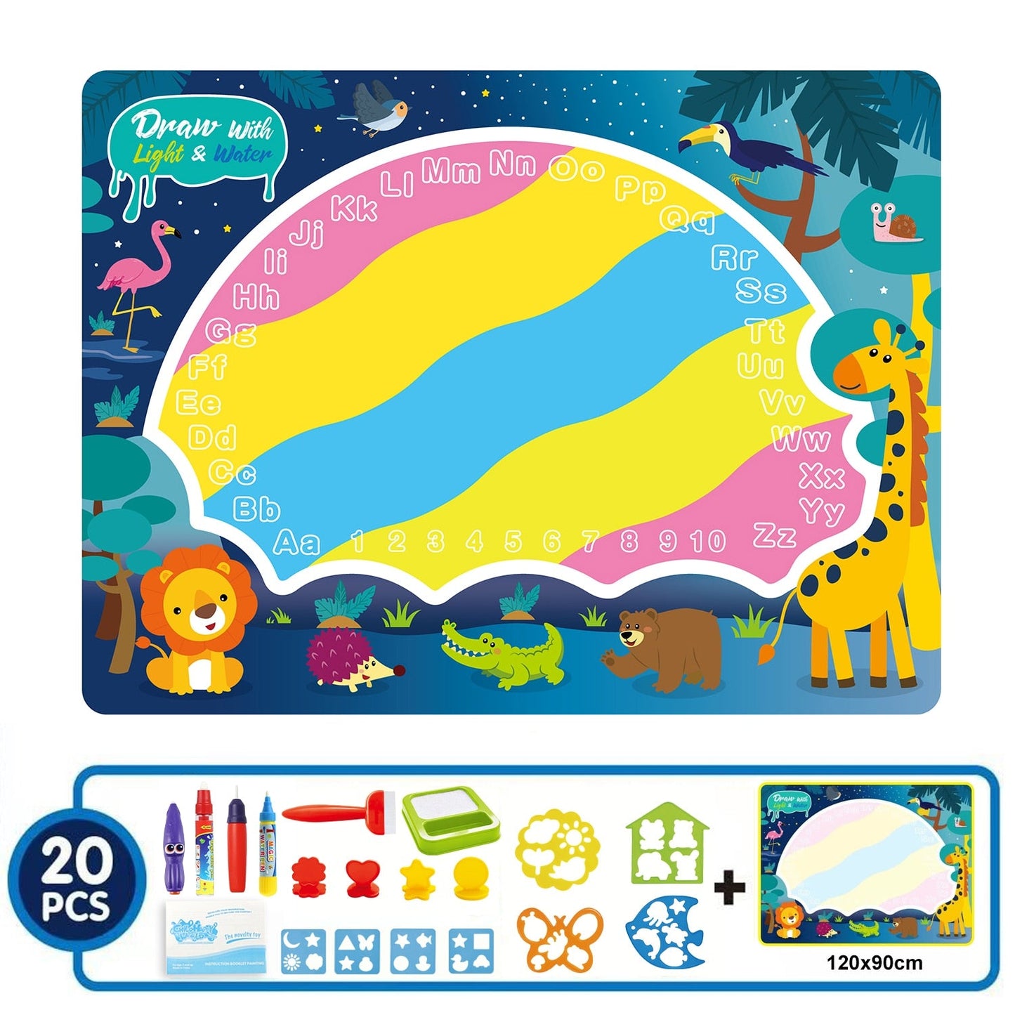 Coolplay Magic Water Drawing Mat Coloring Doodle Mat With Magic Pens Montessori Toys Painting Board Educational Toys for Kids
