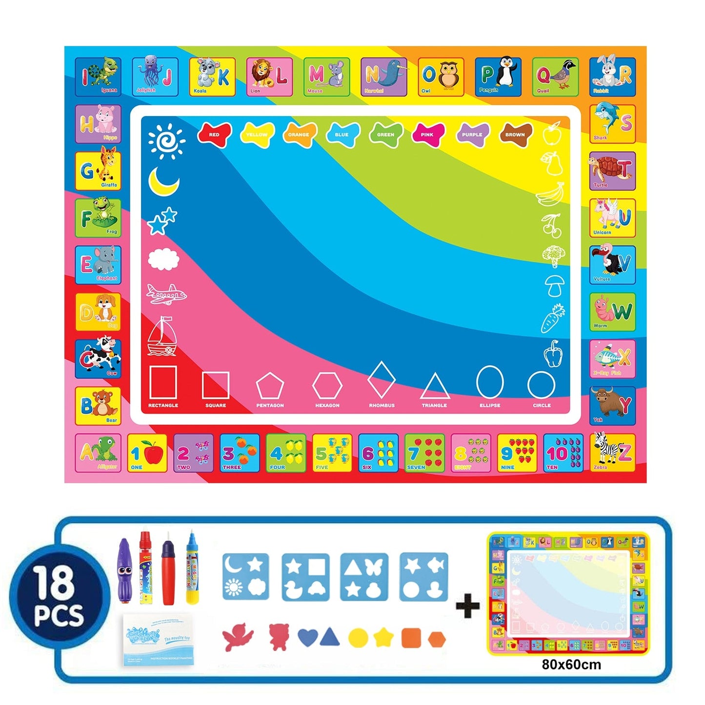 Coolplay Magic Water Drawing Mat Coloring Doodle Mat With Magic Pens Montessori Toys Painting Board Educational Toys for Kids