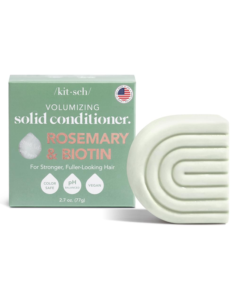 Kitsch Rosemary & Biotin Natural Hair Conditioner Bar, Organic, Vegan, Volumizing, Hydrating & Cleansing Conditioner for Curly or Straight Hair, Plastic, Paraben & Sulfate Free, Eco Friendly, 2.7 oz