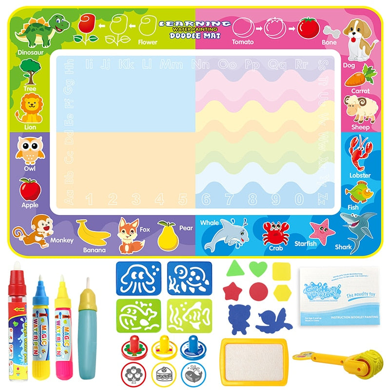 Coolplay Magic Water Drawing Mat Coloring Doodle Mat With Magic Pens Montessori Toys Painting Board Educational Toys for Kids