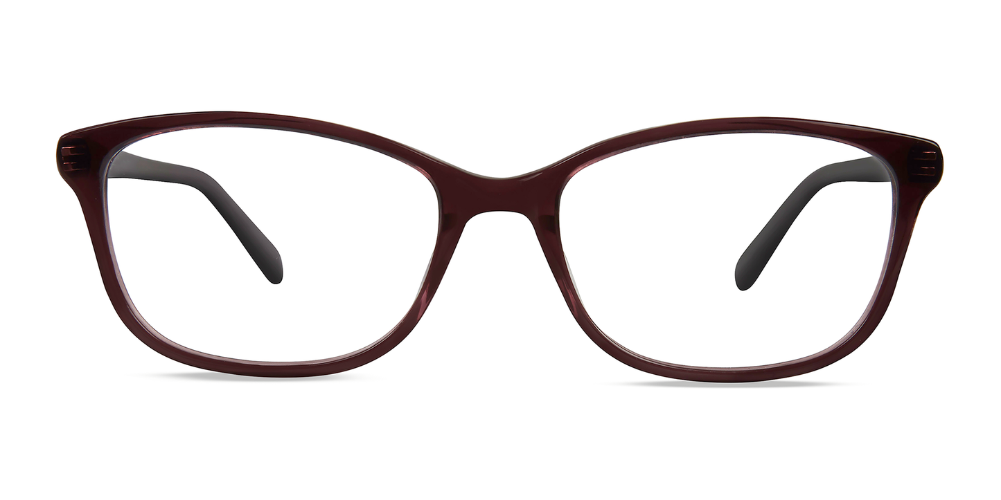 modo 6523 optical eyewear women ladies female glasses plastic acetate made in japan designed in new york city nyc classic classic rectangle shape flattering to all faces dark plum colour front
