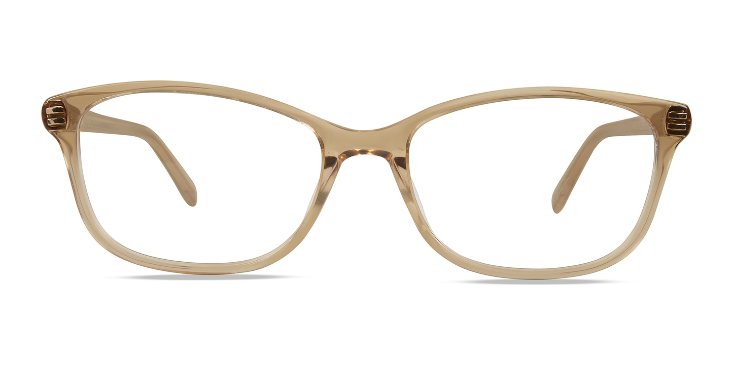 modo 6523 optical eyewear women ladies female glasses plastic acetate made in japan designed in new york city nyc classic classic rectangle shape flattering to all faces crystal nude wheat colour front