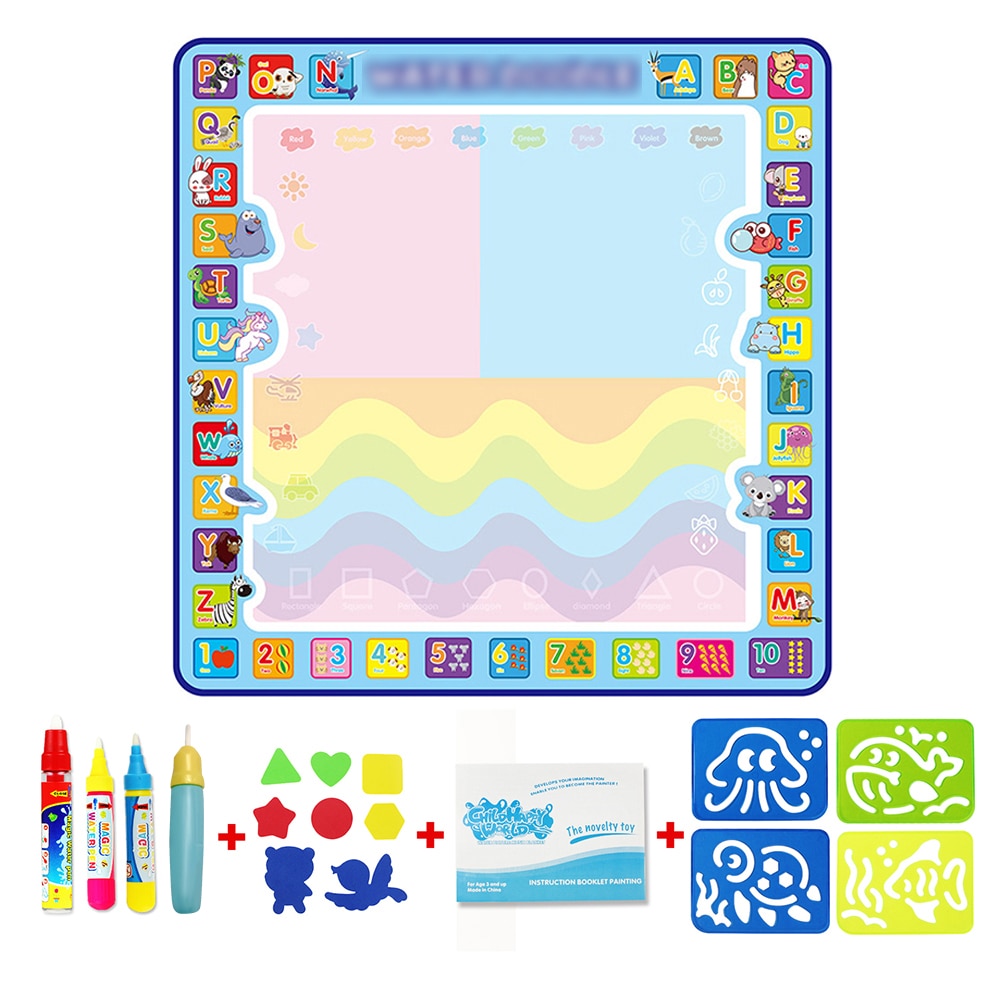 Coolplay Magic Water Drawing Mat Coloring Doodle Mat With Magic Pens Montessori Toys Painting Board Educational Toys for Kids