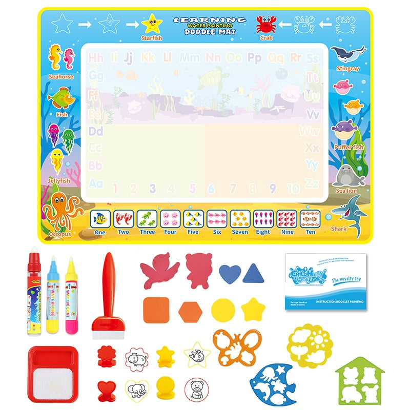 Coolplay Magic Water Drawing Mat Coloring Doodle Mat With Magic Pens Montessori Toys Painting Board Educational Toys for Kids