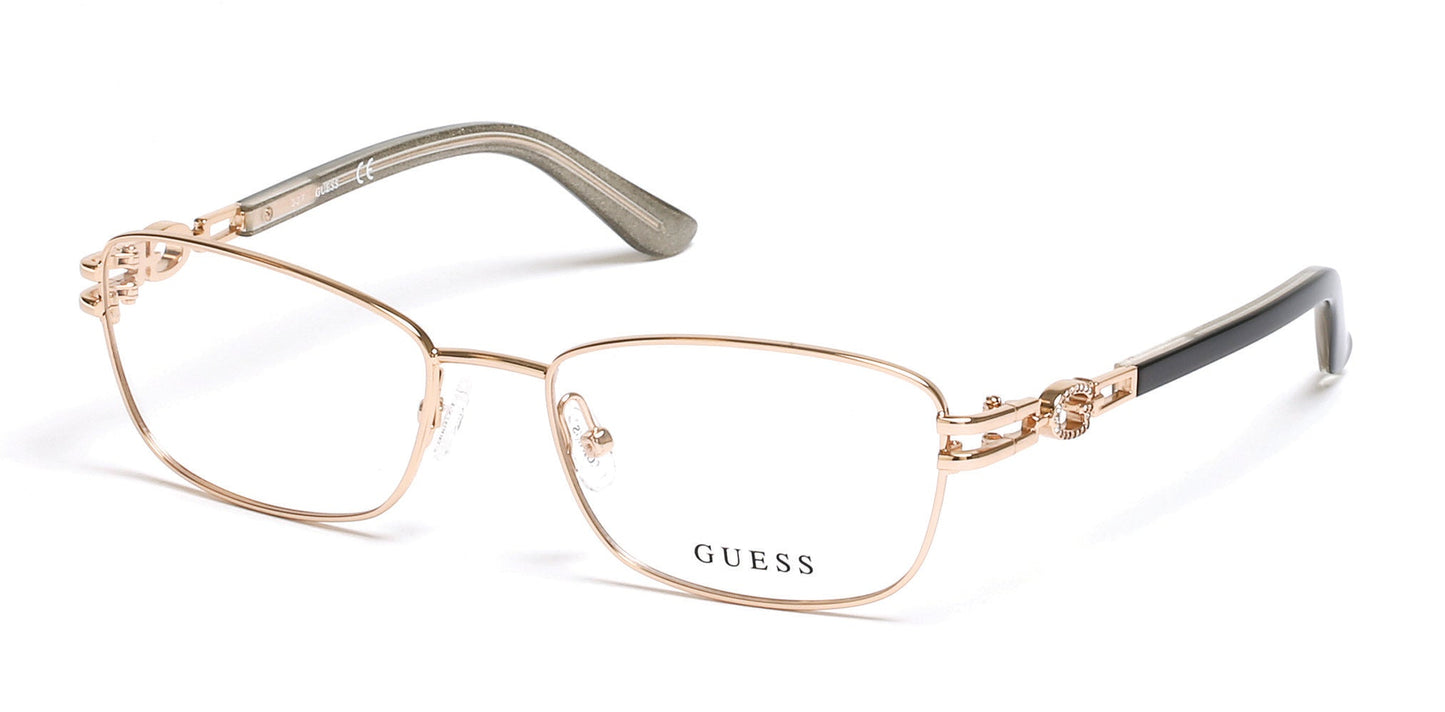 guess 2687 fashion designer prescription optical eyewear glasses stainless steel metal ladies women female classic elegant sophisticated dressy 032 shiny light gold