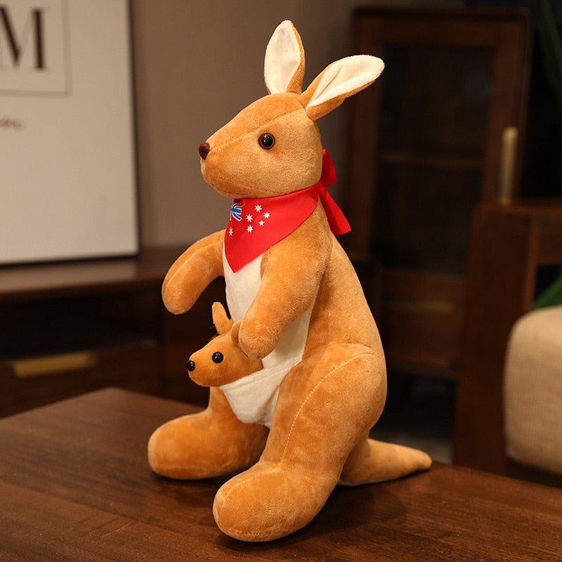 Cartoon Scarf Mother And Child Kangaroo Stuffed Plush Doll Pillow