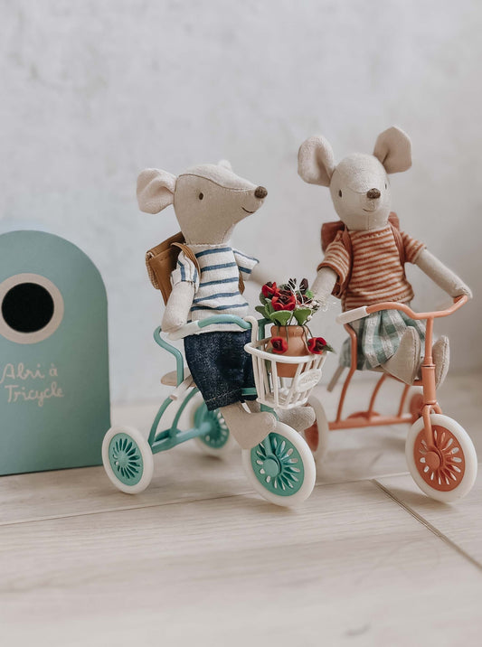 Maileg Abri à Tricycle Mouse Petrol Blue