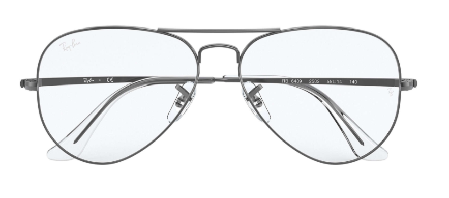ray ban 6489 optical prescription eyewear glasses full rim metal stainless steel classic aviator double bar traditional trendy modern vintage mood unisex men women shiny gunmetal
