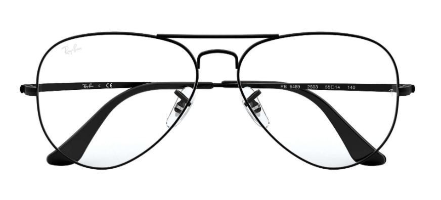 ray ban 6489 optical prescription eyewear glasses full rim metal stainless steel classic aviator double bar traditional trendy modern vintage mood unisex men women shiny black