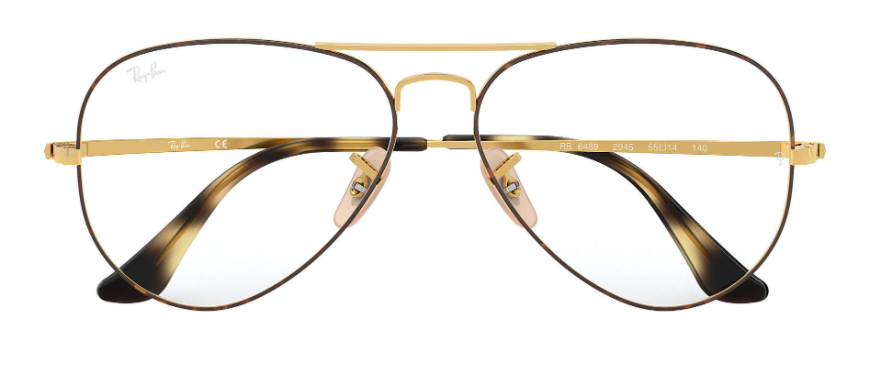 ray ban 6489 optical prescription eyewear glasses full rim metal stainless steel classic aviator double bar traditional trendy modern vintage mood unisex men women brown havana gold