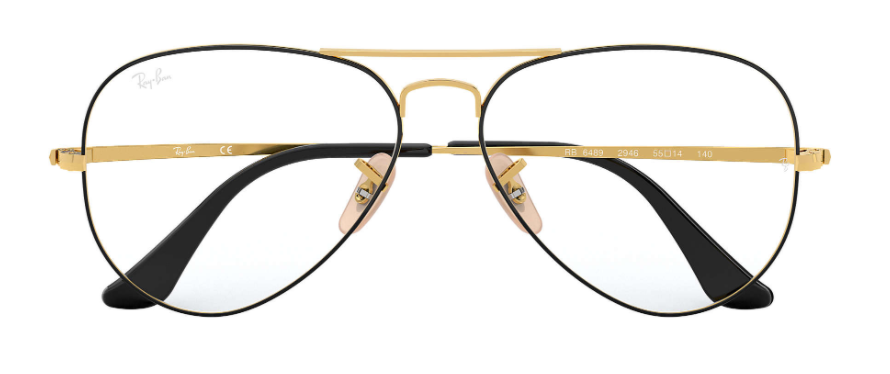 ray ban 6489 optical prescription eyewear glasses full rim metal stainless steel classic aviator double bar traditional trendy modern vintage mood unisex men women black gold