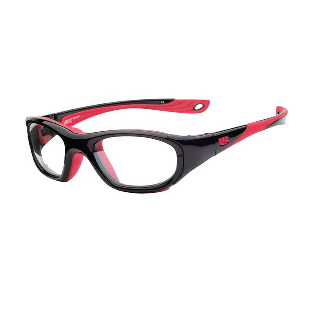 Liberty Sport Rec Specs Impact RS-40 frame in Shiny Black/Red angled view