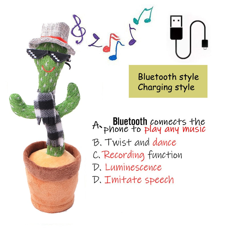 Birthday Present Dancing Cactus Electron Plush Toy Soft Plush Doll Babies Cactus That Can Sing And Dance Voice Interactive Bled - YourStore