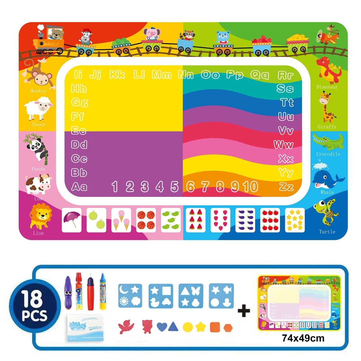 Coolplay Magic Water Drawing Mat Coloring Doodle Mat With Magic Pens Montessori Toys Painting Board Educational Toys for Kids