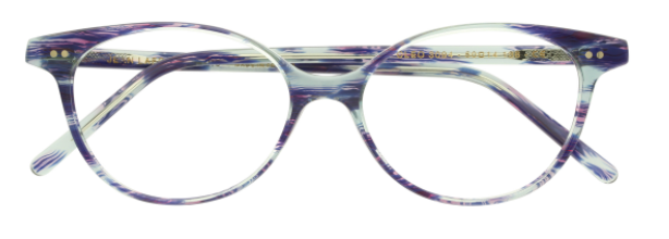 lafont cleo reedition made in france acetate plastic ladies women female vintage cat eye round shape classy simple elegant casual soft flattering purple blue stripe fade glasses optical eyewear front