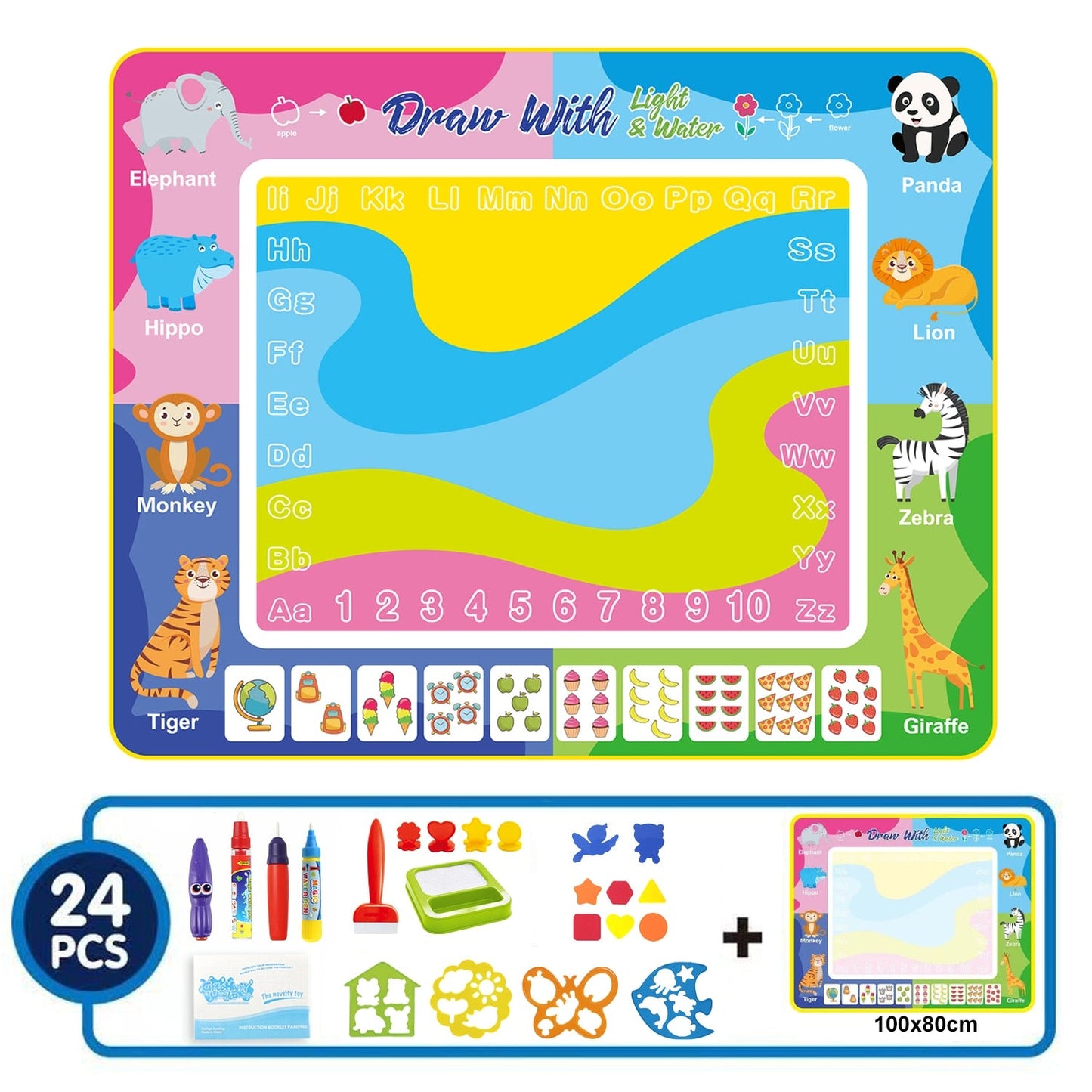 Coolplay Magic Water Drawing Mat Coloring Doodle Mat With Magic Pens Montessori Toys Painting Board Educational Toys for Kids