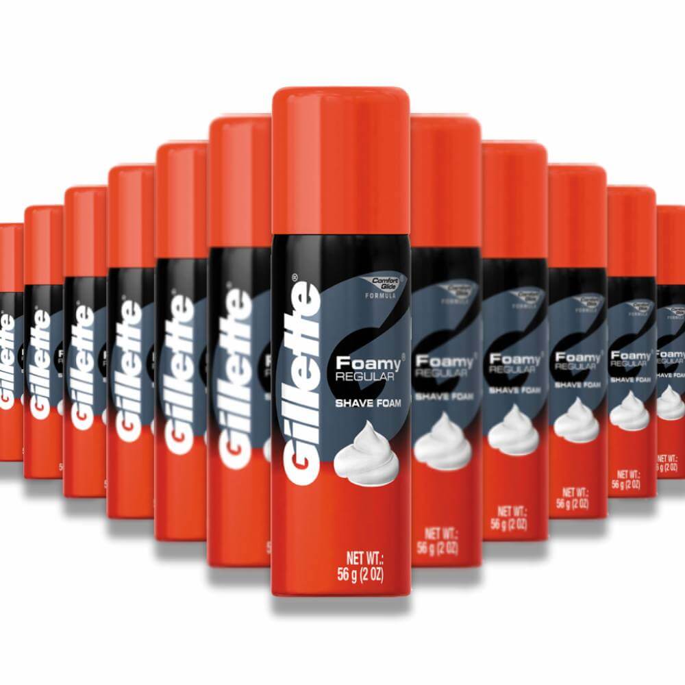 Gillette - Foamy Shaving Cream, Regular, Trail Size - 2 Oz - 48 Pack