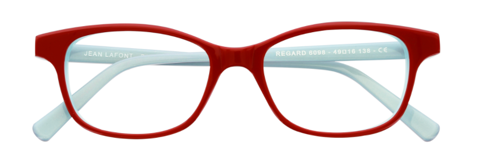 lafont regard handmade in france ladies women female plastic acetate prescription optical eyewear glasses rectangular petite fit simple elegant 6098 red mint light blue fun attractive front