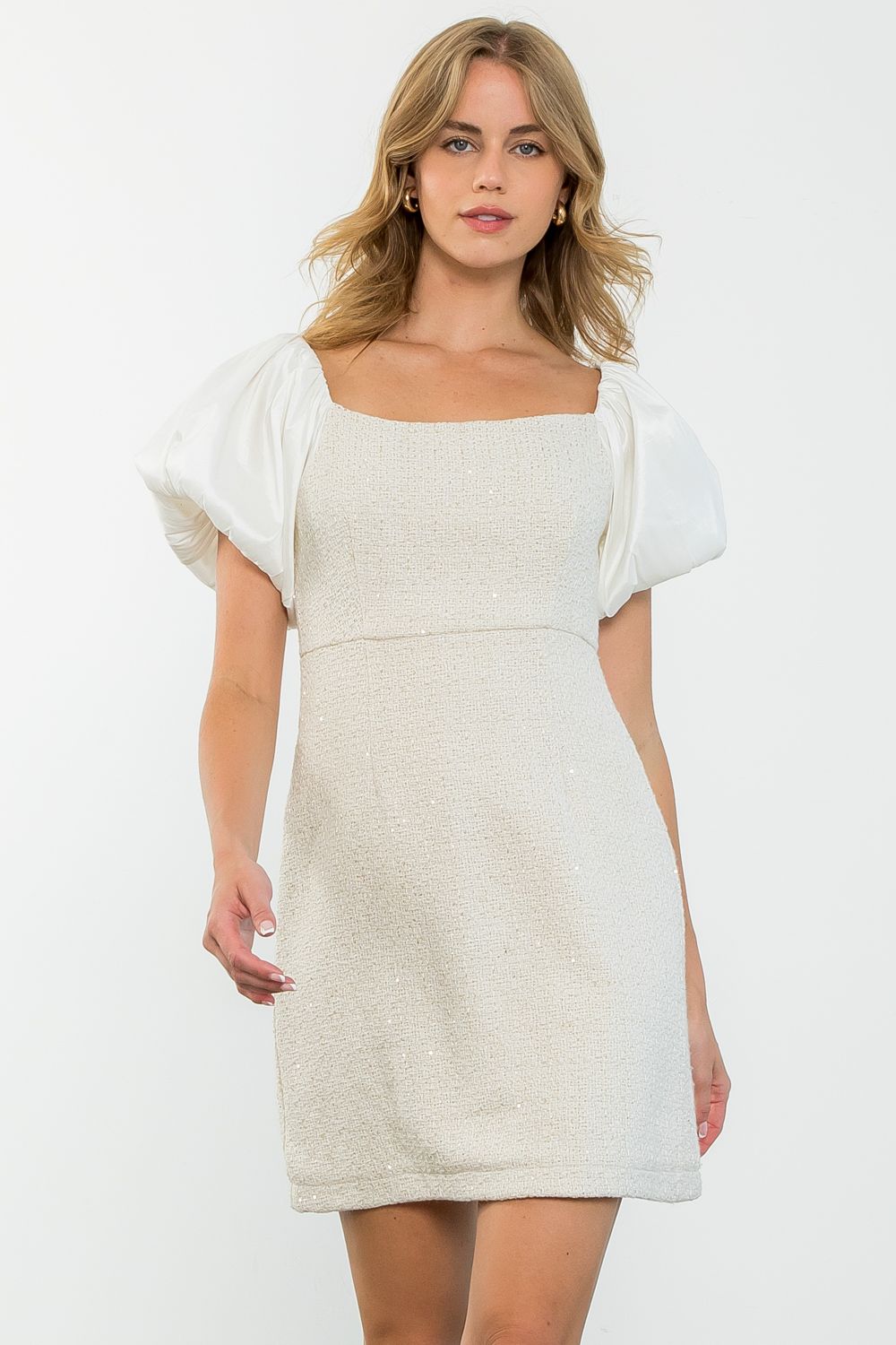 Mixed Media Tweed Dress