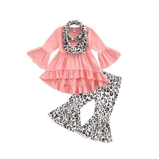 Girl's Clothing B / 4T A-Lined Tops Wide-Leg Dye Printed Casual Trousers + Scarf