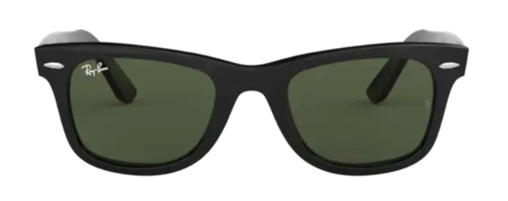 ray ban 2140 classic wayfarer iconic classic original design black g15 green lens uv400 protection front