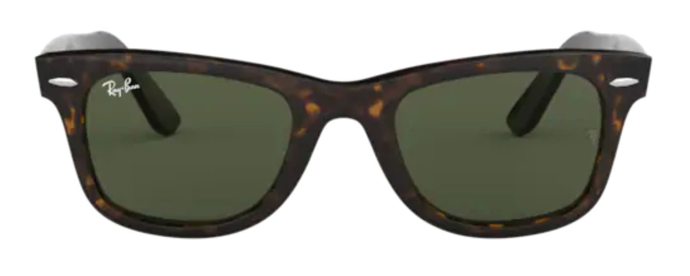 ray ban 2140 classic wayfarer iconic classic original design tortoise g15 green lens uv400 protection front view