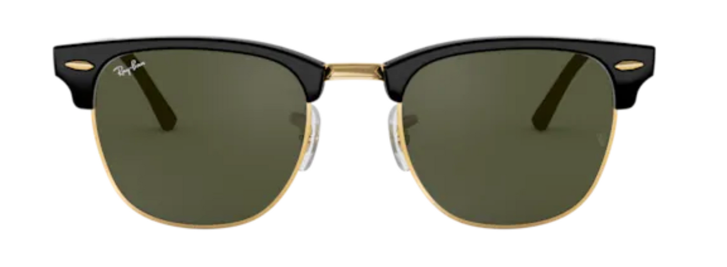 ray ban 3016 clubmaster black gold classic retro stylish trendy male female g15 green lenses classic traditional