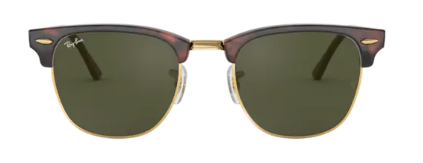 ray ban 3016 clubmaster classic retro stylish trendy male female g15 green lenses traditional uv protection tortoise gold havana