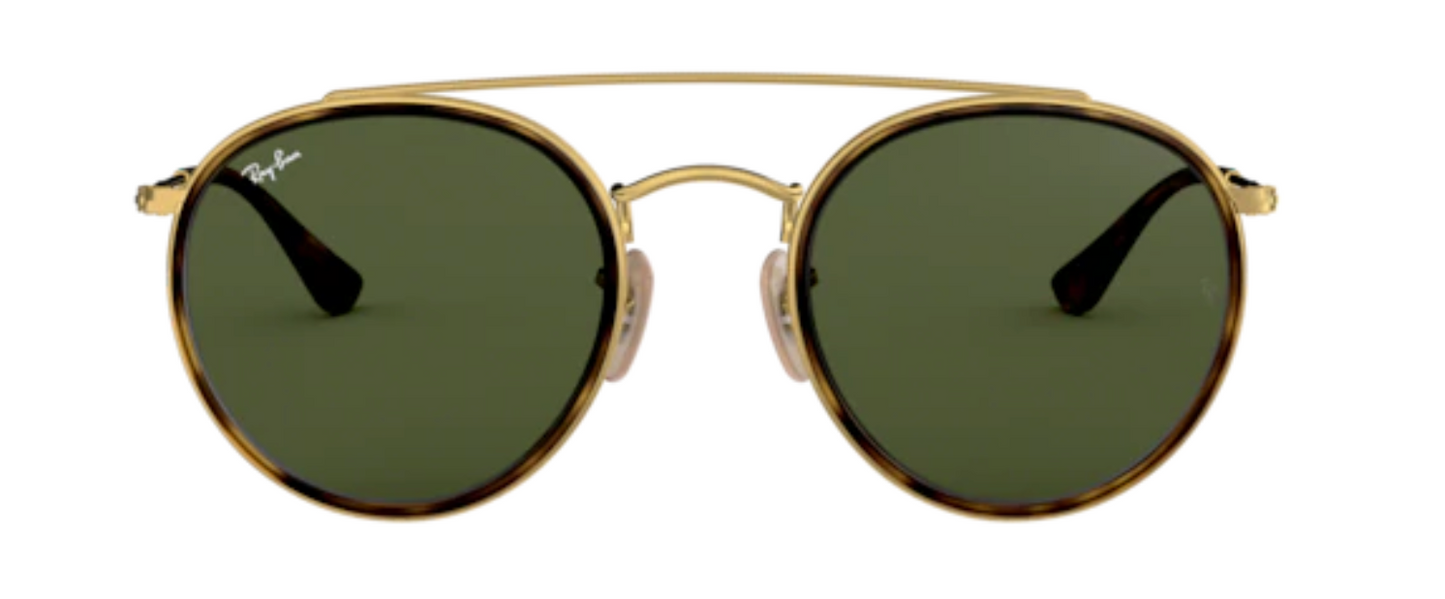 ray ban 3647 optical prescription eyewear sunglasses round aviator classic retro traditional funky hipster stylish fashionable trendy gold havana g15 green lens