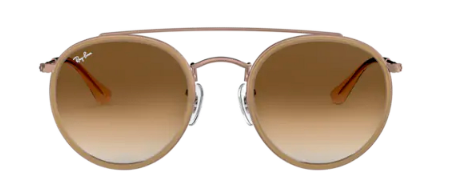 ray ban 3647 optical prescription eyewear sunglasses round aviator classic retro traditional funky hipster stylish fashionable trendy gold cream gradient brown uv400 protection lens
