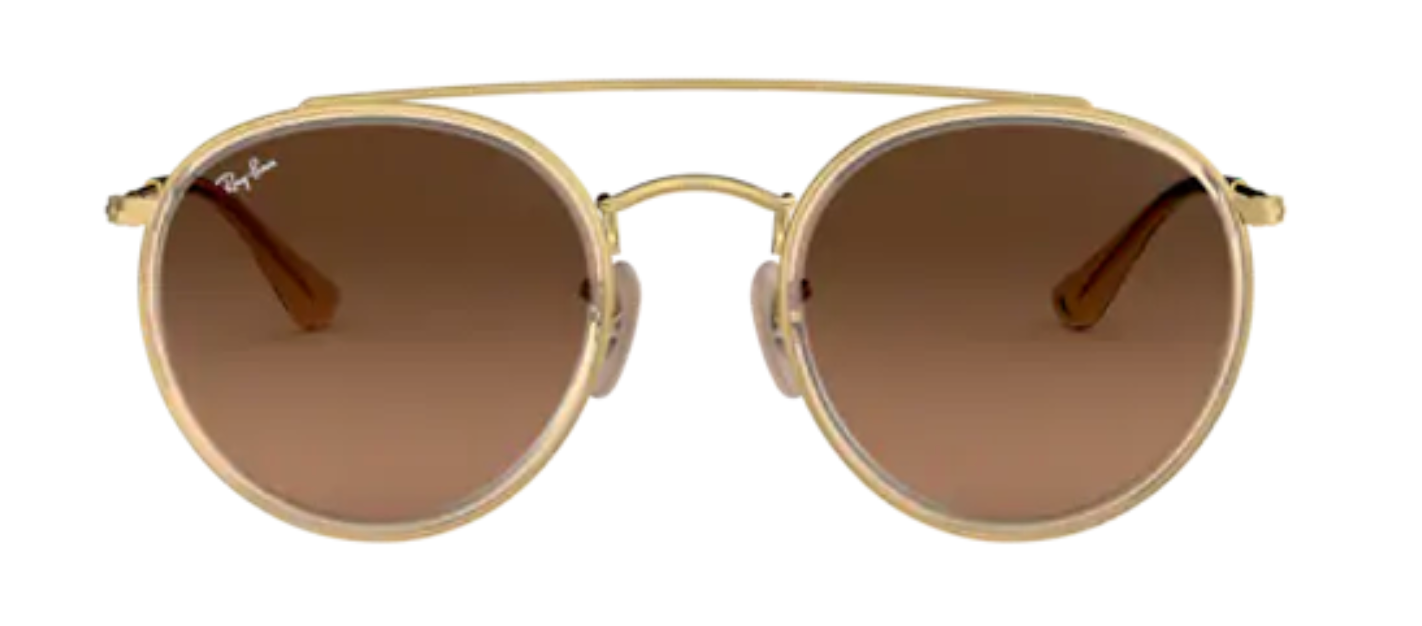 ray ban 3647 optical prescription eyewear sunglasses round aviator classic retro traditional funky hipster stylish fashionable trendy gold crystal gradient brown uv400 protection lens