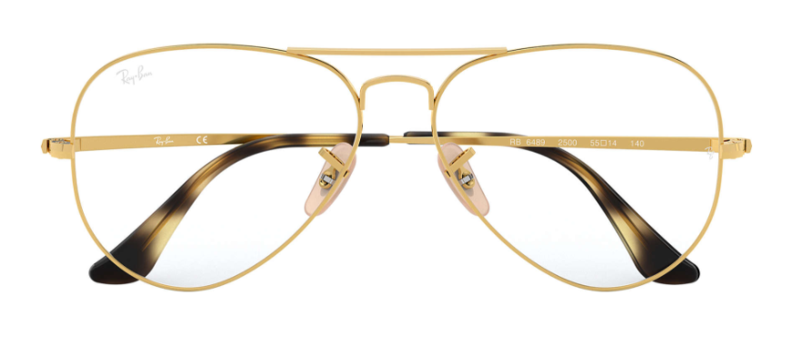 ray ban 6489 optical prescription eyewear glasses full rim metal stainless steel classic aviator double bar traditional trendy modern vintage mood unisex men women shiny gold