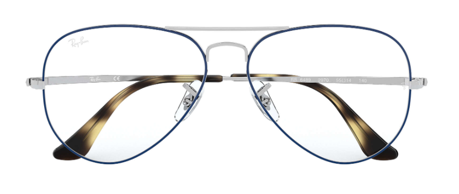 ray ban 6489 optical prescription eyewear glasses full rim metal stainless steel classic aviator double bar traditional trendy modern vintage mood unisex men women blue silver