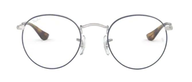 ray ban rx3447v optical prescription eyewear glasses women men unisex round metal classic retro vintage trendy fashionable 2970 blue silver