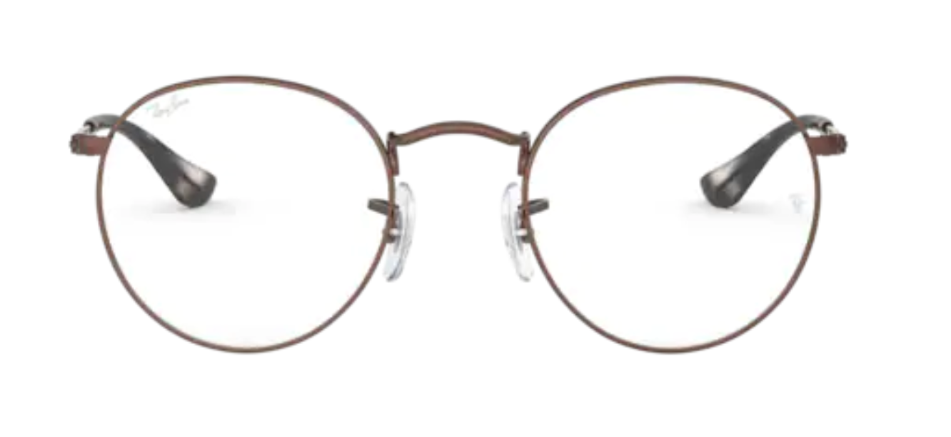 ray ban rx3447v optical prescription eyewear glasses women men unisex round metal classic retro vintage trendy fashionable 3074 brown
