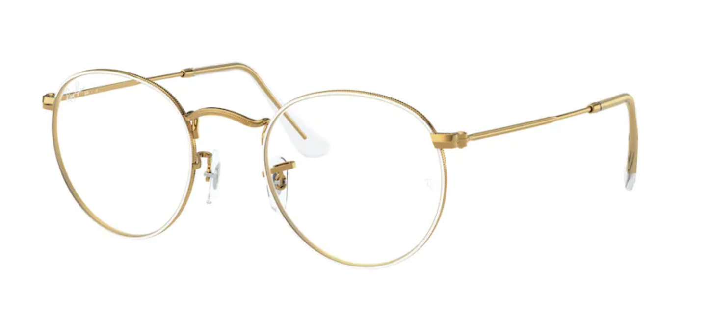 ray ban rx3447v optical prescription eyewear glasses women men unisex round metal classic retro vintage trendy fashionable 3104 white gold