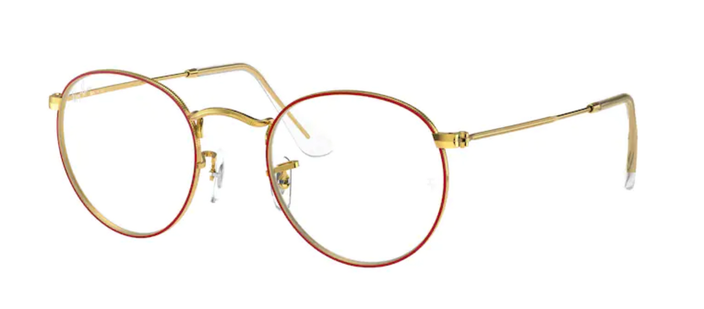 ray ban rx3447v optical prescription eyewear glasses women men unisex round metal classic retro vintage trendy fashionable 3106 red gold