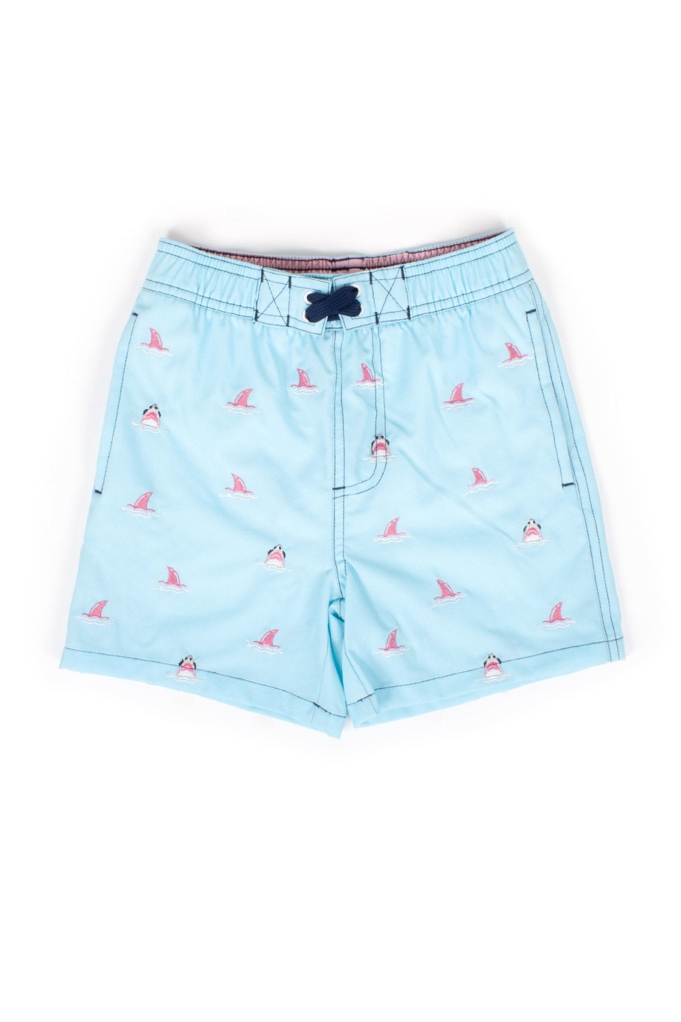 Shade critters 4 Way Stretch Swim Trunks - Magic Water Appearing Boats & Sharks
