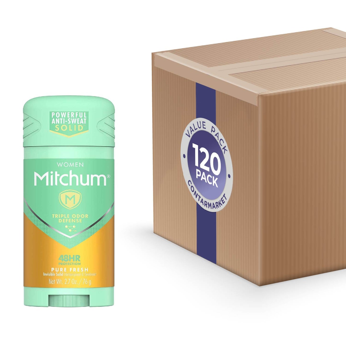 Mitchum - Triple Odor Defense Deodorant, Womens, Solid, Pure Fresh - 2.7 Oz - 120 Pack
