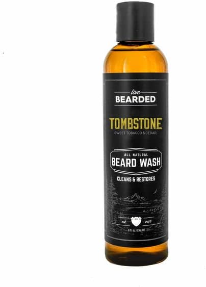 Live Bearded: Beard Wash - Tombstone - Beard and Face Wash - 8 fl. oz. - Water-Based Formula with All-Natural Ingredients for a Gentle, Deep Cleanse - Made in the USA
