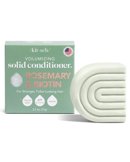 Kitsch Rosemary & Biotin Natural Hair Conditioner Bar, Organic, Vegan, Volumizing, Hydrating & Cleansing Conditioner for Curly or Straight Hair, Plastic, Paraben & Sulfate Free, Eco Friendly, 2.7 oz
