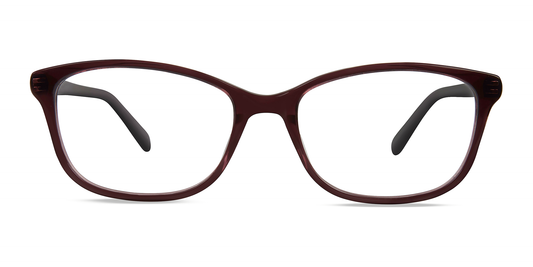 modo 6523 optical eyewear women ladies female glasses plastic acetate made in japan designed in new york city nyc classic classic rectangle shape flattering to all faces dark plum colour front
