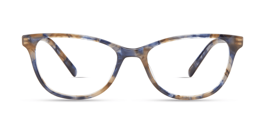 modo 6540 optical prescription eyewear glasses plastic acetate thin lightweight comfortable handmade in japan ladies women female upswept rectangle blue brown MELANGE