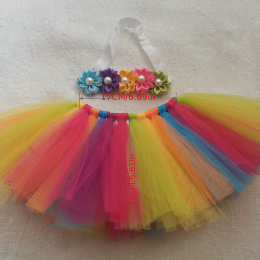 Adorable Rainbow Color Baby Skirt & Headband Set - Perfect for Newborn & Newbaby Photography!