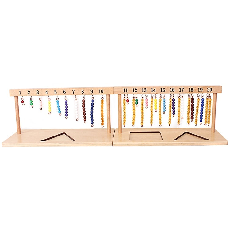 Montessori Teaching Math Toys Digitals Numbers 1-20 Hanger and Color Beads Stairs for Ten Board Preschool School Training Toys