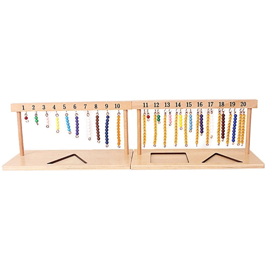 Montessori Teaching Math Toys Digitals Numbers 1-20 Hanger and Color Beads Stairs for Ten Board Preschool School Training Toys