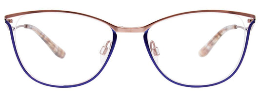 easyclip ec546 aspex eyewear ladies women female glasses stainless steel fine cat eye shape modern colour game matte brown royal blue simple flattering front view