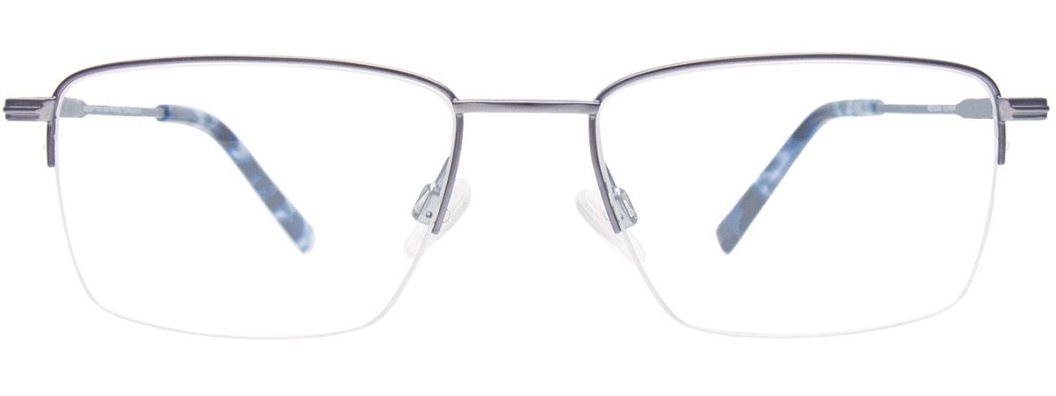 easyclip ec560 aspex eyewear turboflex 360 degree hinge stainless steel metal semi rimless thin metal design timeless classic clean men male large frame silver front