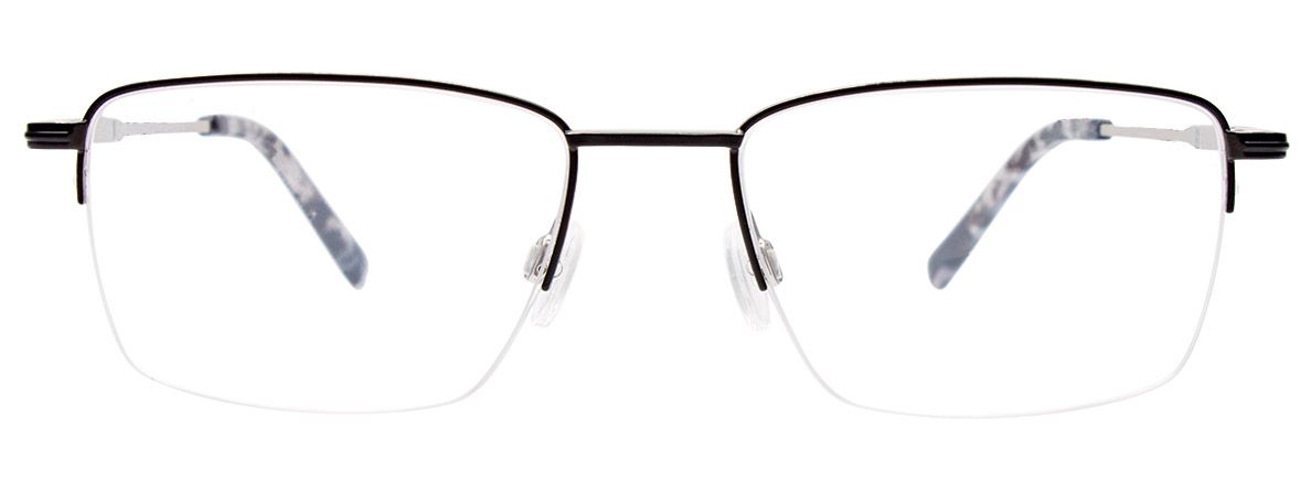 easyclip ec560 aspex eyewear turboflex 360 degree hinge stainless steel metal semi rimless thin metal design timeless classic clean men male large frame black silver front